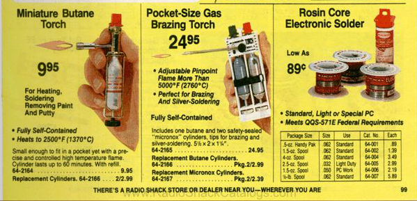 Archer Torch Model B 1983 RadioShack Catalog