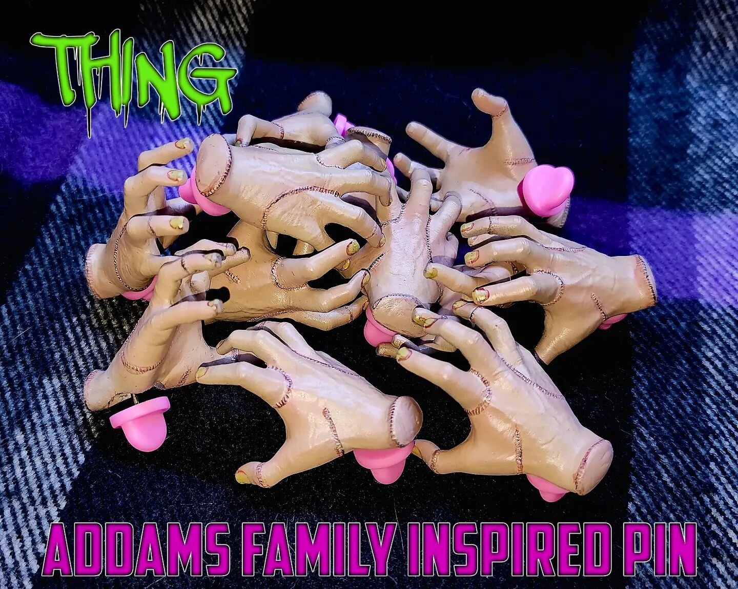 Addams Family inspired Thing pins ready to ship !! #addamsfamily #thing #appendage #theaddamsfamily #adamsfamily #Wednesday #wednesdayaddams #adamsfamily