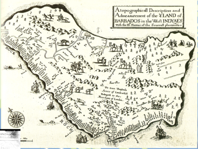 Map of Barbados Colony, ca. 1674