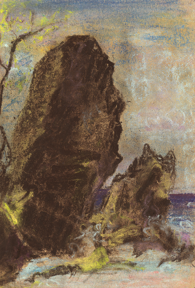 Climbing Rock Study, Pastel on paper, 2017,  5” X 7 ½”