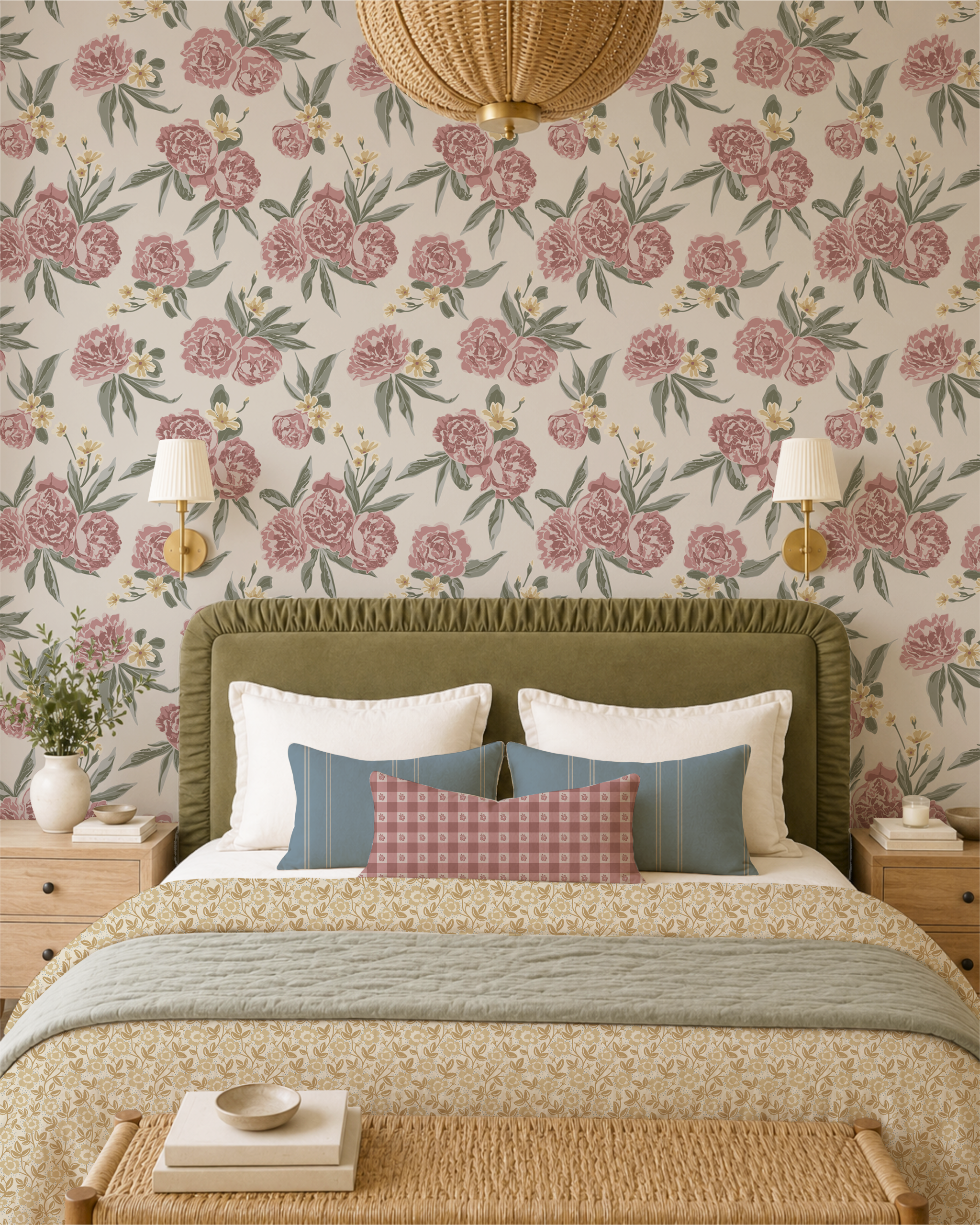 How to Pair Romantic Florals and Small Prints Without Making a Room Feel Busy