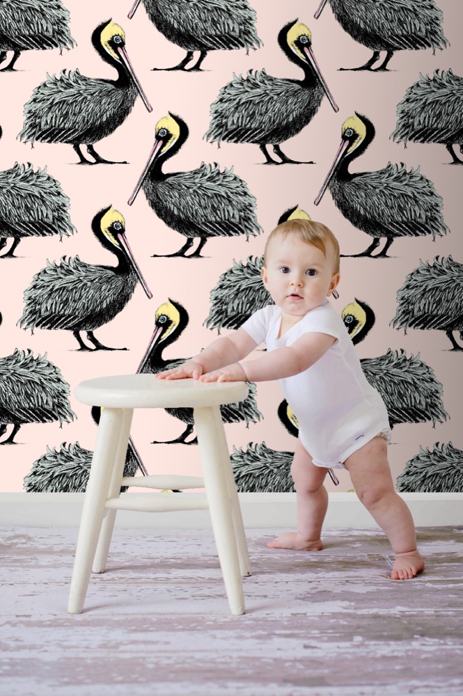 Pelican Wallpaper (Pink) , £160, www.petronellahalll.com