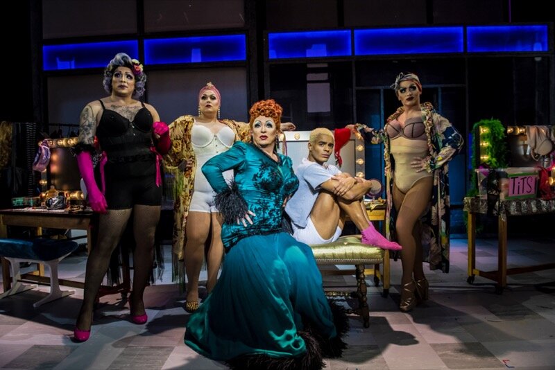 Shane Richie (Loco Chanelle), Layton Williams (Jamie New) and the Drag Queens in the Everybodys Talking About Jamie Tour. Photo Credit Matt Crockett.jpg