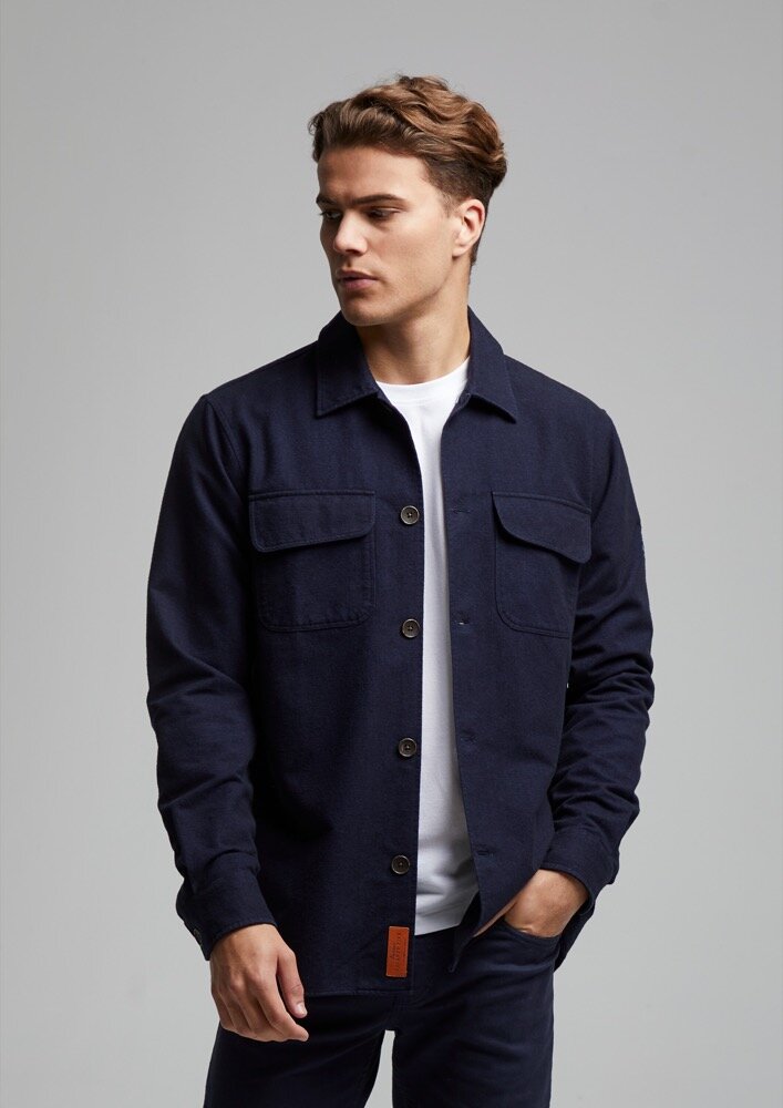 Navy Brushed Flannel Overshirt £120