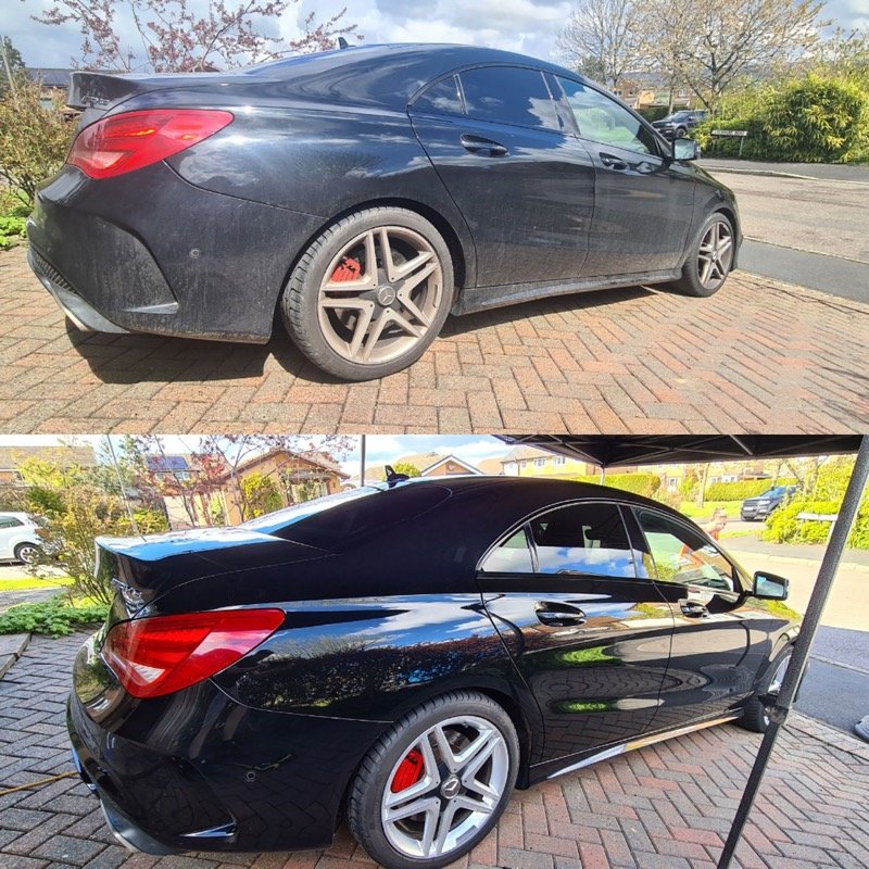 Before and after paint enhancement treatment on a  6 year old car which had never been detailed previous