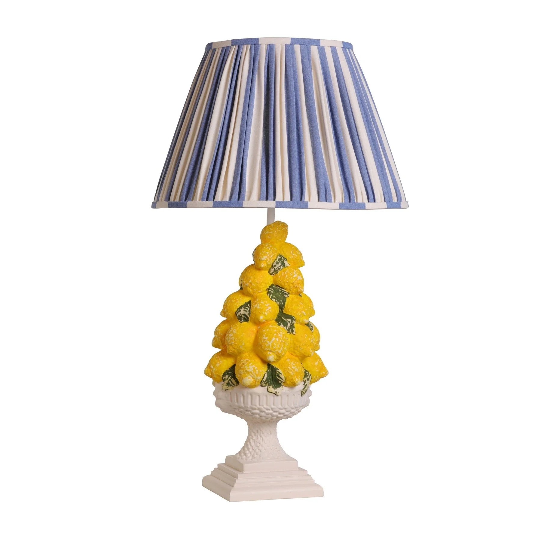 David Hunt Lighting - LIM4226_PLG4087-TI_Limone Table Lamp Yellow Base Only Shown with Indigo Stripe Shade_2 - Archelo .jpg