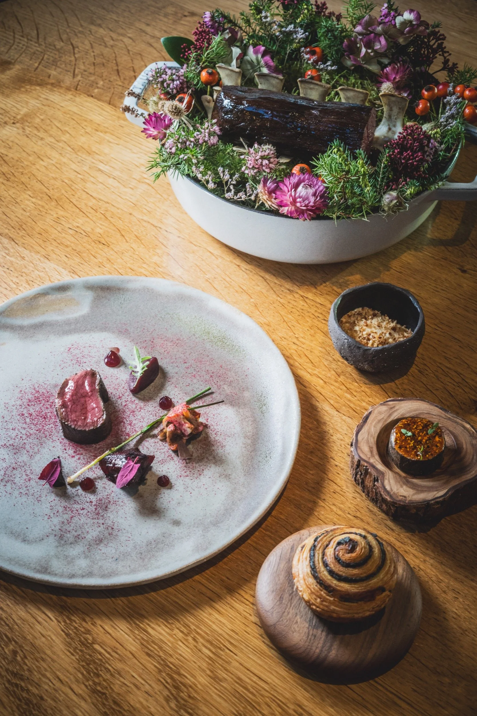 Moor Hall_DORSET SIKA DEER beetroot, elderberry and forest mushrooms ragout and whey liver and truffled honey_Credit_ Moor Hall_(1).jpg