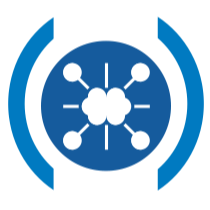 Icon of a cloud with lines and circles connected around it, representing cloud computing or network connectivity.