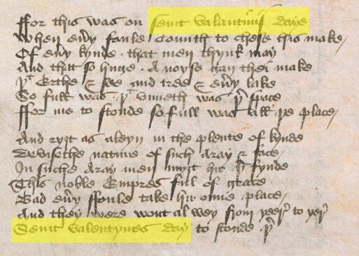 Chaucer's 1385 References to "Saint Valentine's Day"