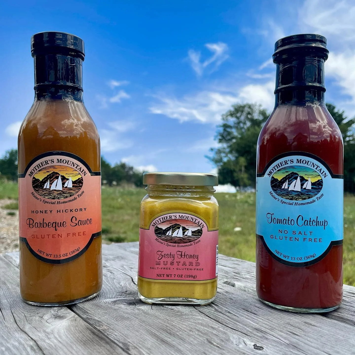 Looking for some healthy condiments for your summer BBQs? Try @mothersmountain 🍔 🌭🍗🔥
▪️Honey Hickory BBQ Sauce (gluten-free)
▪️Zesty Honey Mustard (salt-free &amp; Gluten-free)
▪️Tomato Catchup ( Salt-free &amp; Gluten-free)
 Wild Grace Farm is