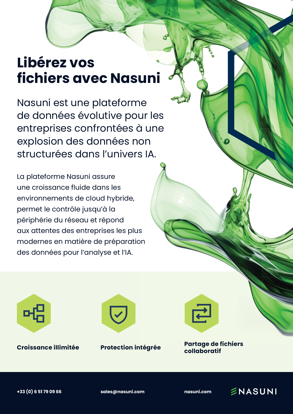 French-language Nasuni A4 print ad