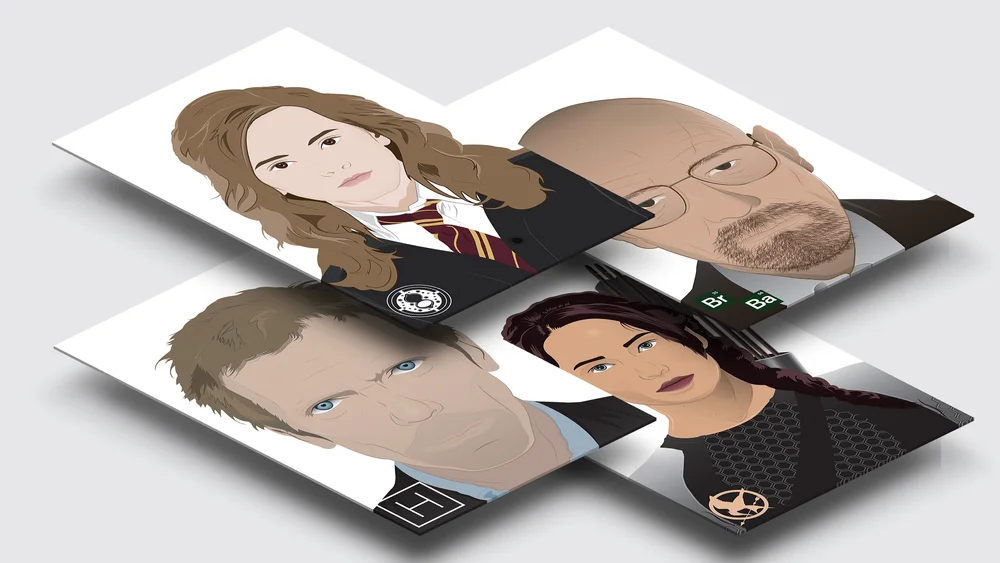 The full celebrity illustration series side by side