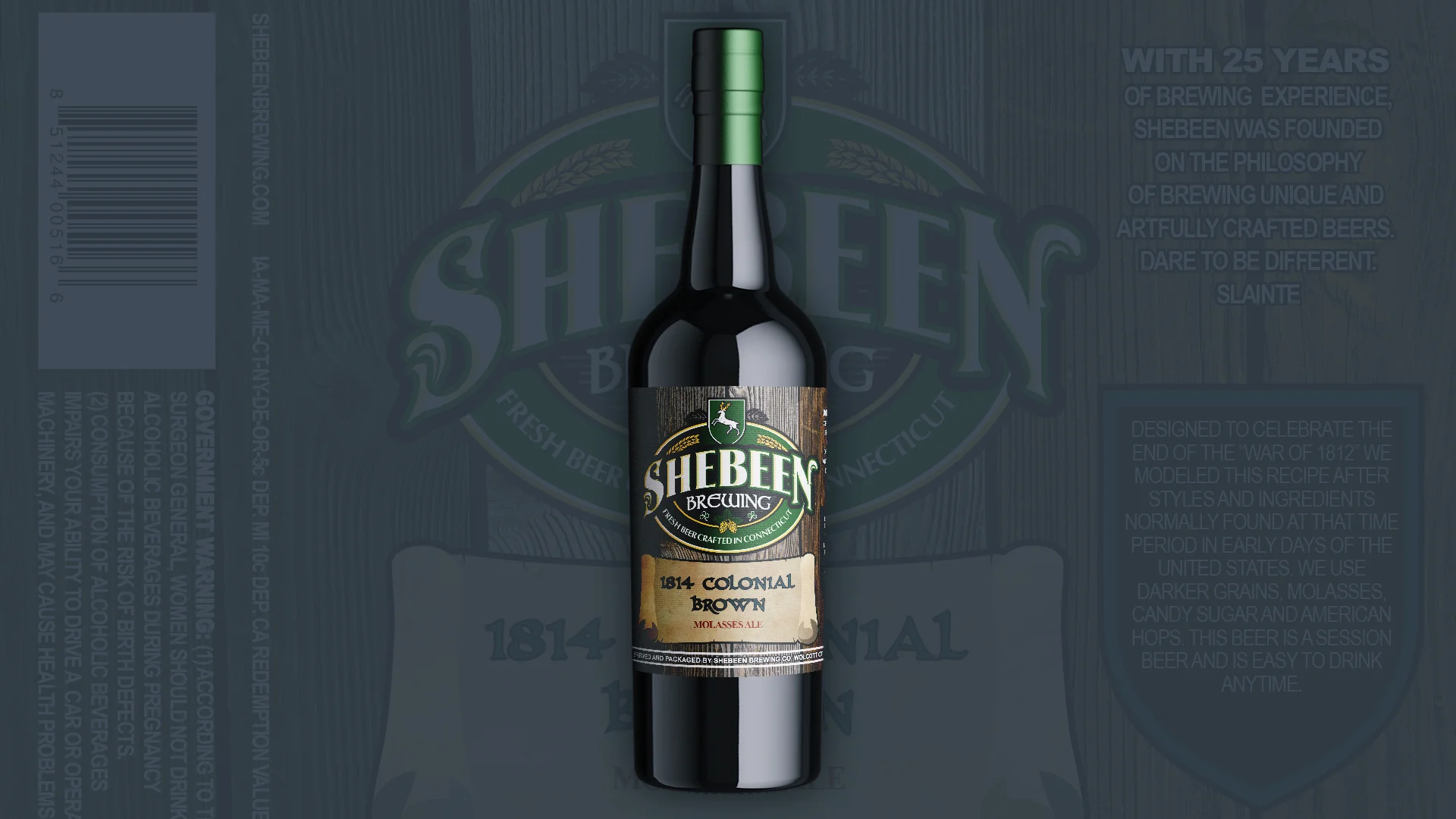 Bomber bottle label design: full bottle view