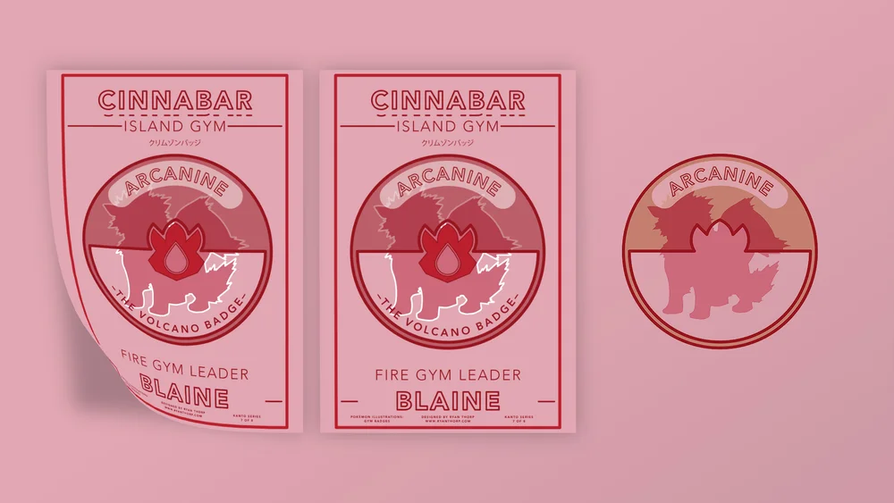 Illustrated Cinnabar Island gym poster