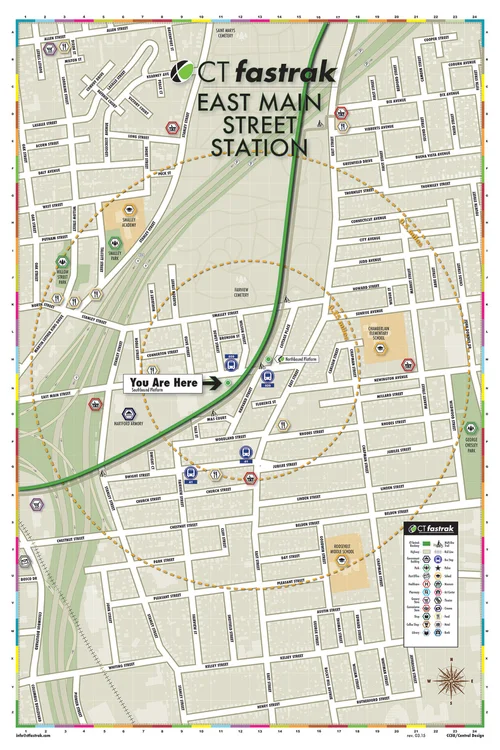 CTfastrak East Main Street Station wayfinding map