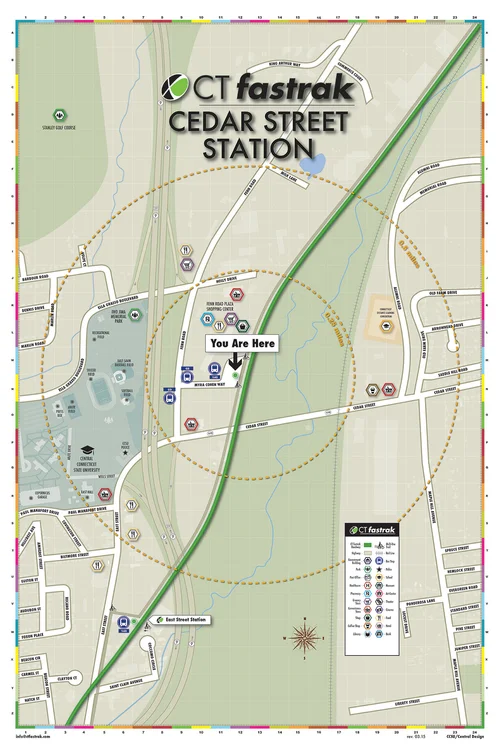 CTfastrak Cedar Street Station wayfinding map