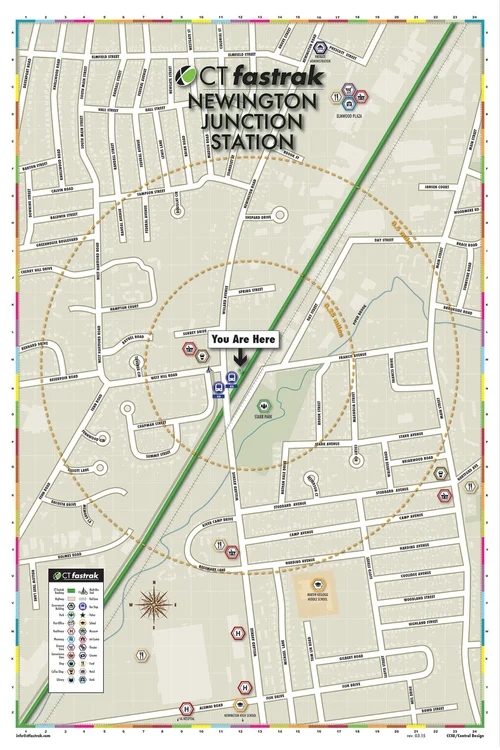 CTfastrak Newington Junction Station wayfinding map