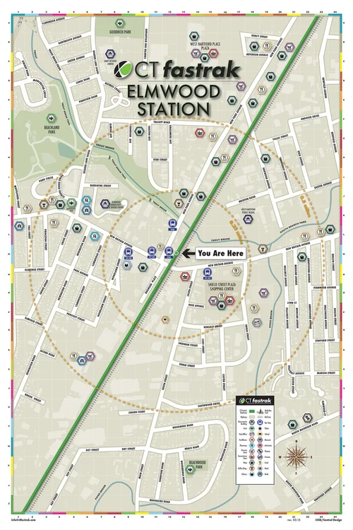 CTfastrak Elmwood Station wayfinding map