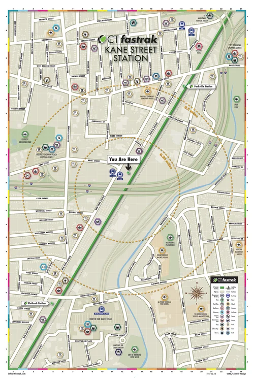 CTfastrak Kane Street Station wayfinding map