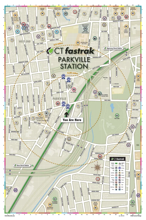 CTfastrak Parkville Station wayfinding map