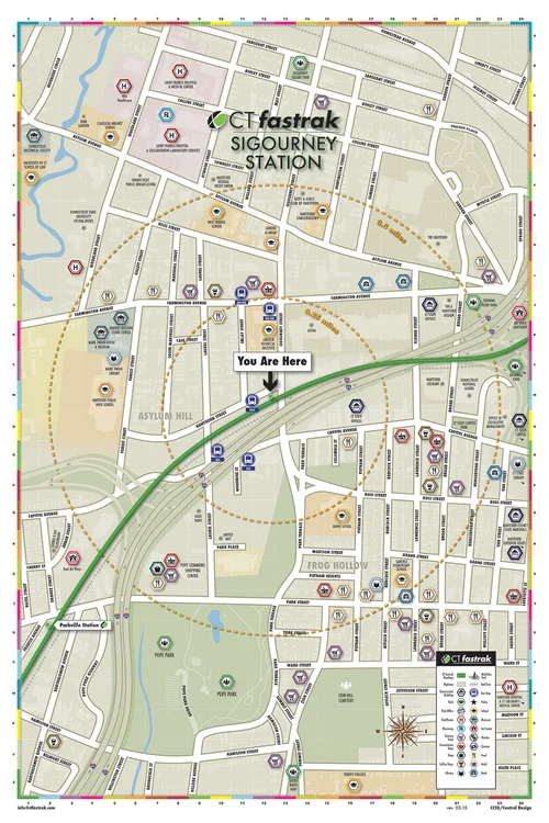CTfastrak Sigourney Street Station wayfinding map