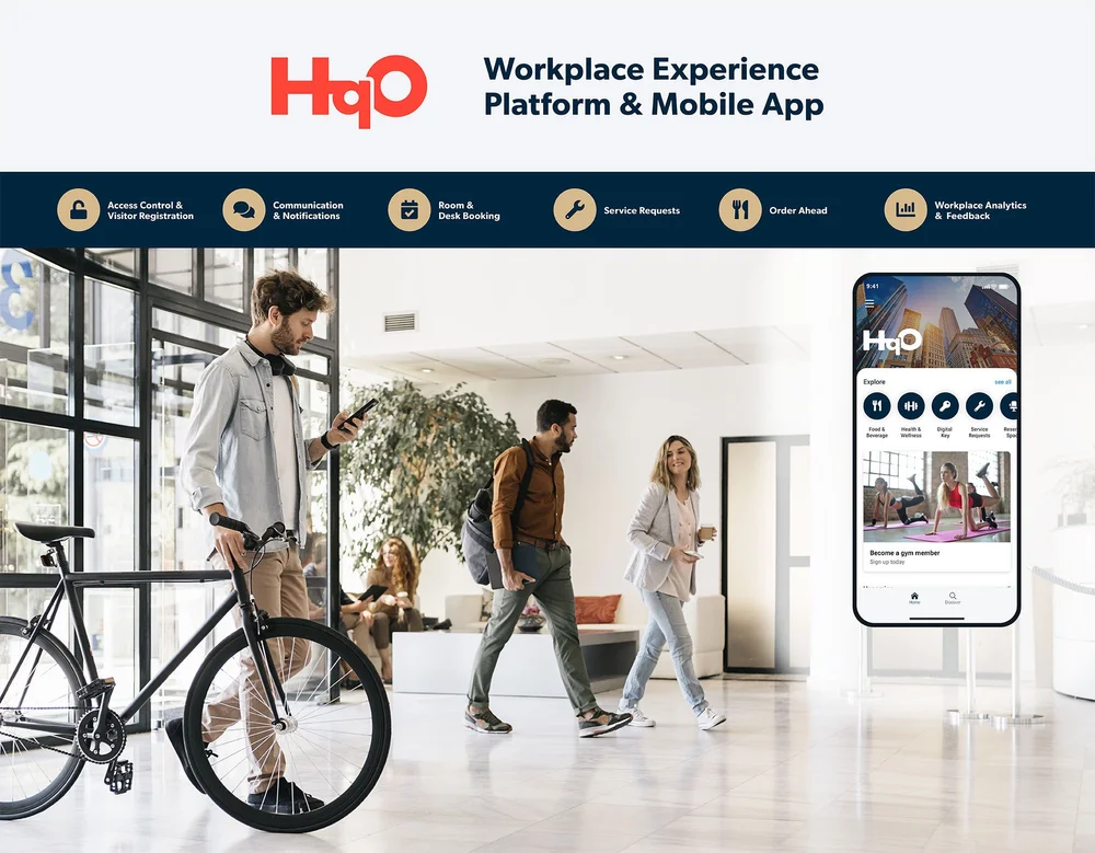 HqO workplace experience platform and mobile app banner