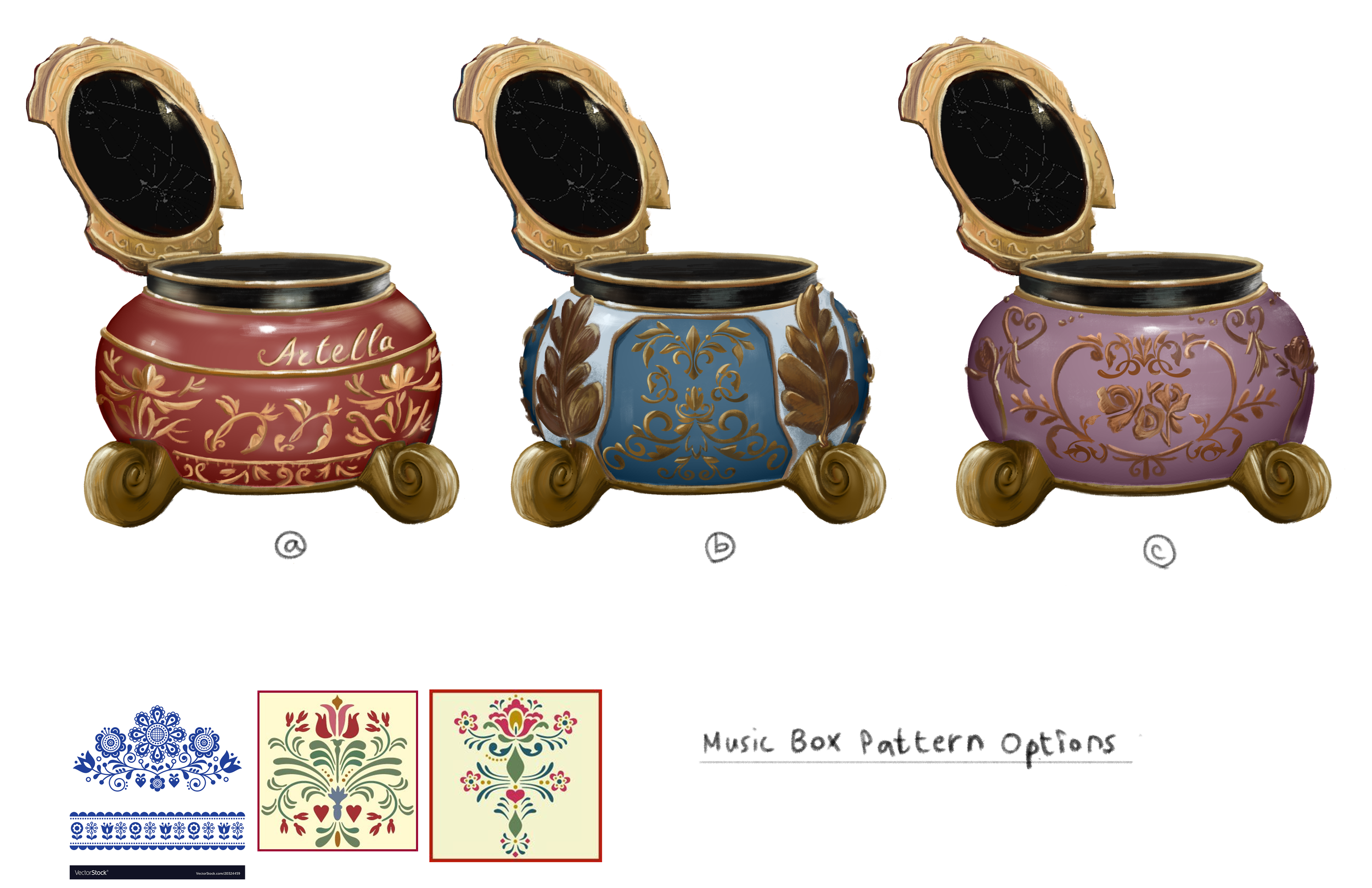 Music Box, Pattern Design Rough Concept