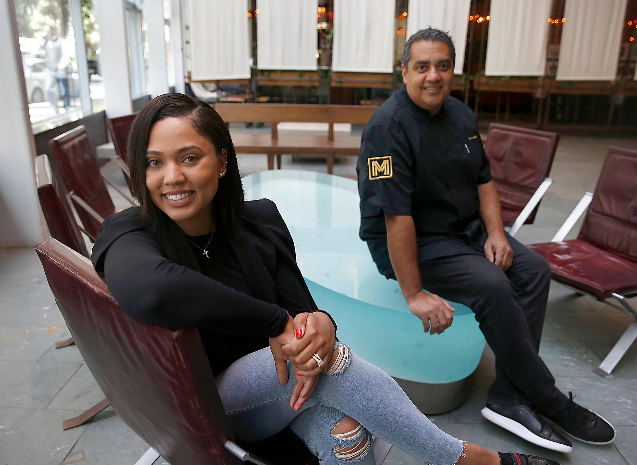Ayesha Curry (left) partners with Michael Mina (right) at new restaurant International Smoke