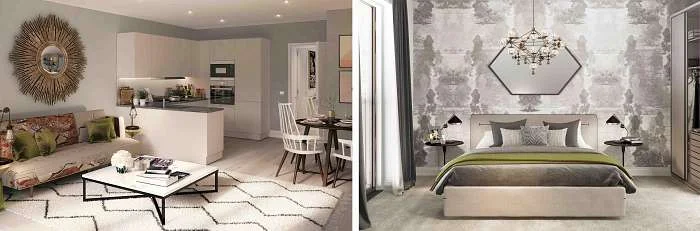 CGIs of Catalyst By Design’s Portobello Square apartment, interior design by Suna Interior Design, CGI by F10 Studios.