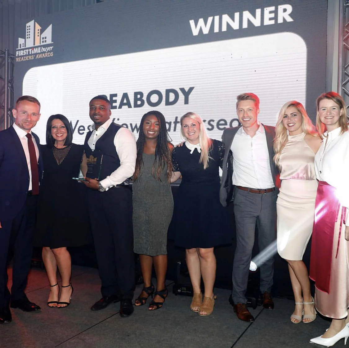Leonnie Whitehead, Senior Designer at Suna Interior Design, joined the Peabody team on stage to collect the award for Best Show Home at The awards ceremony held at the Marriott Hotel Grosvenor Square on Friday 26th April 2019.