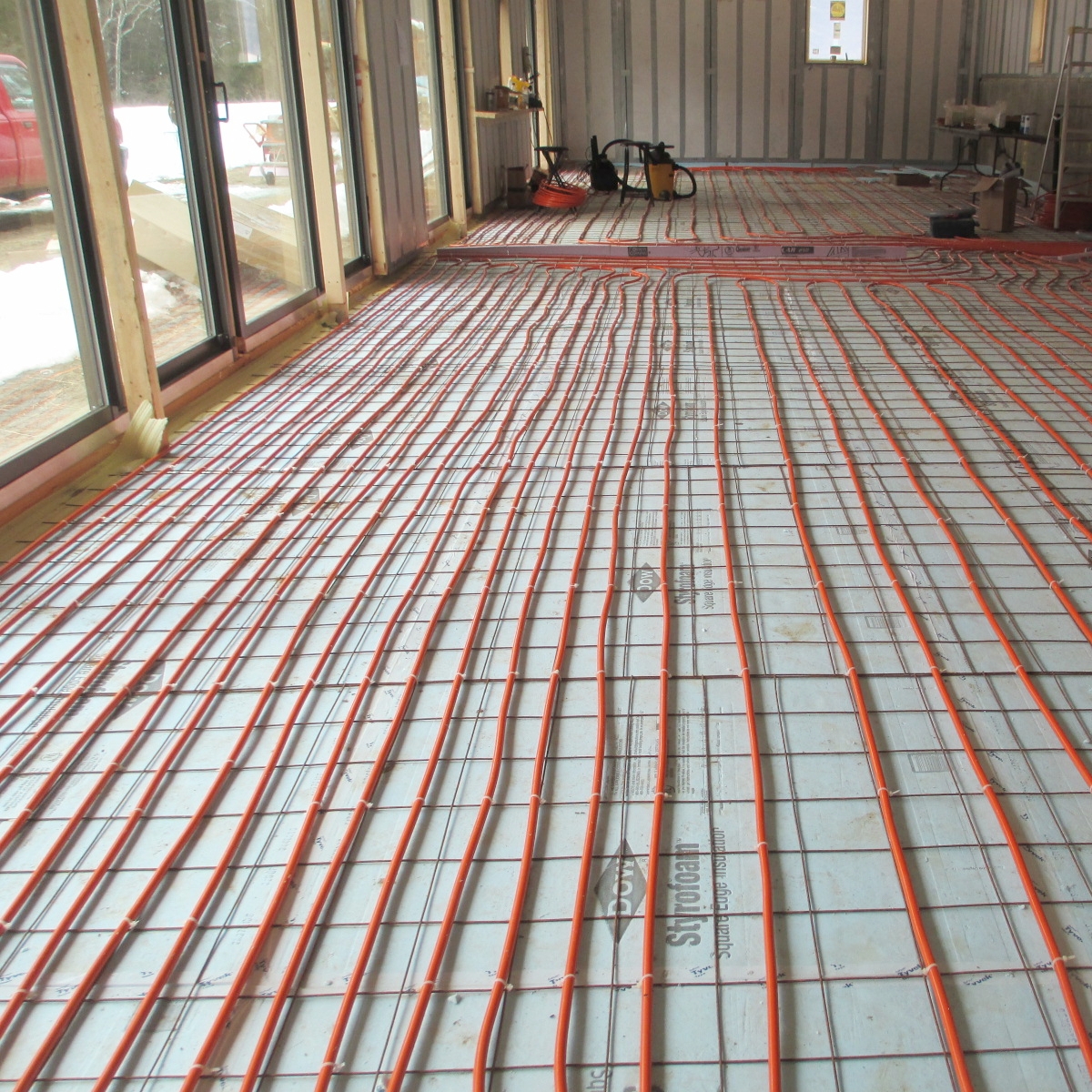  radiant tubing for the concrete floor 