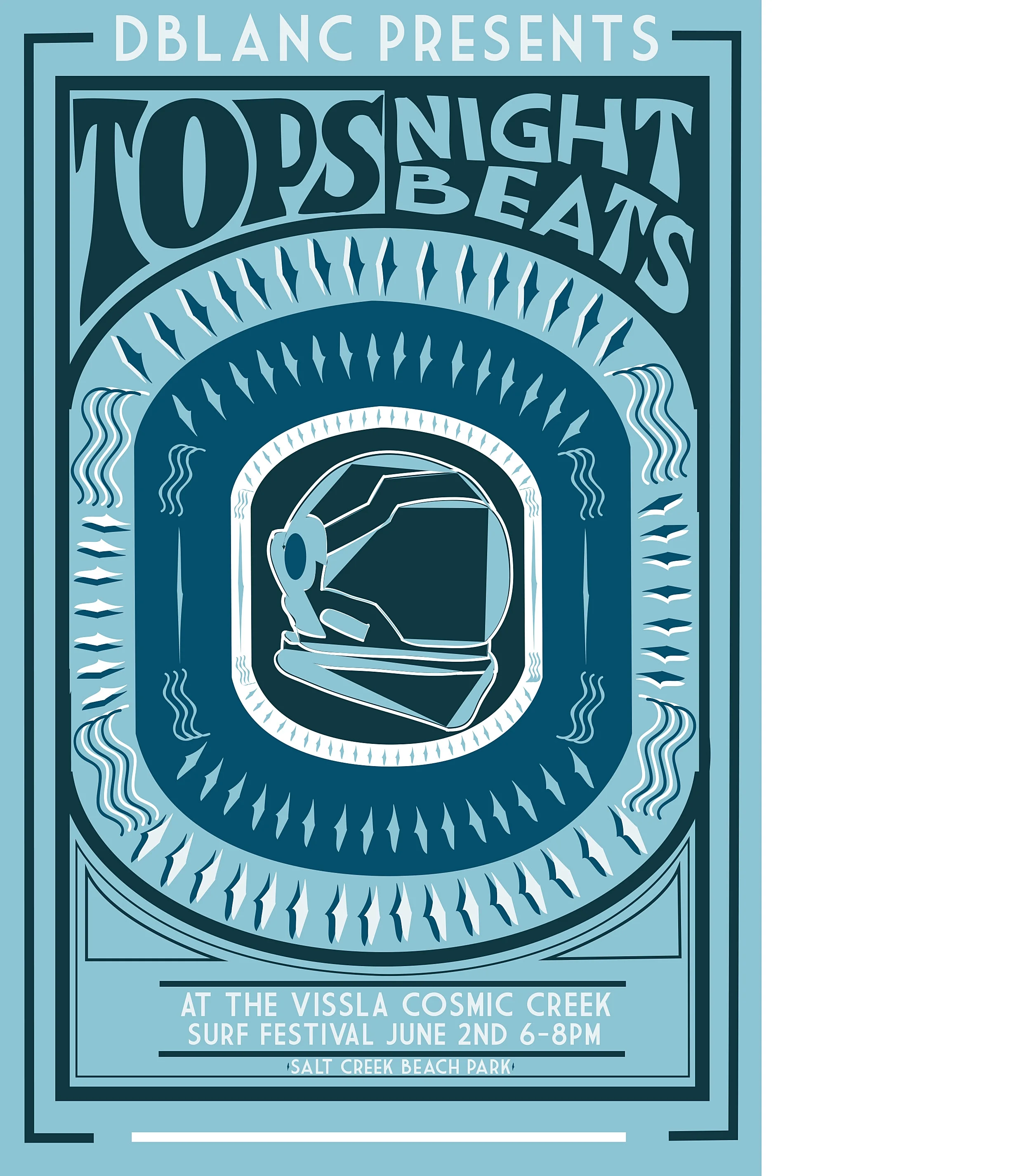  Concert poster for Vissla’s annual surf contest featuring TOPS and Night Beats 