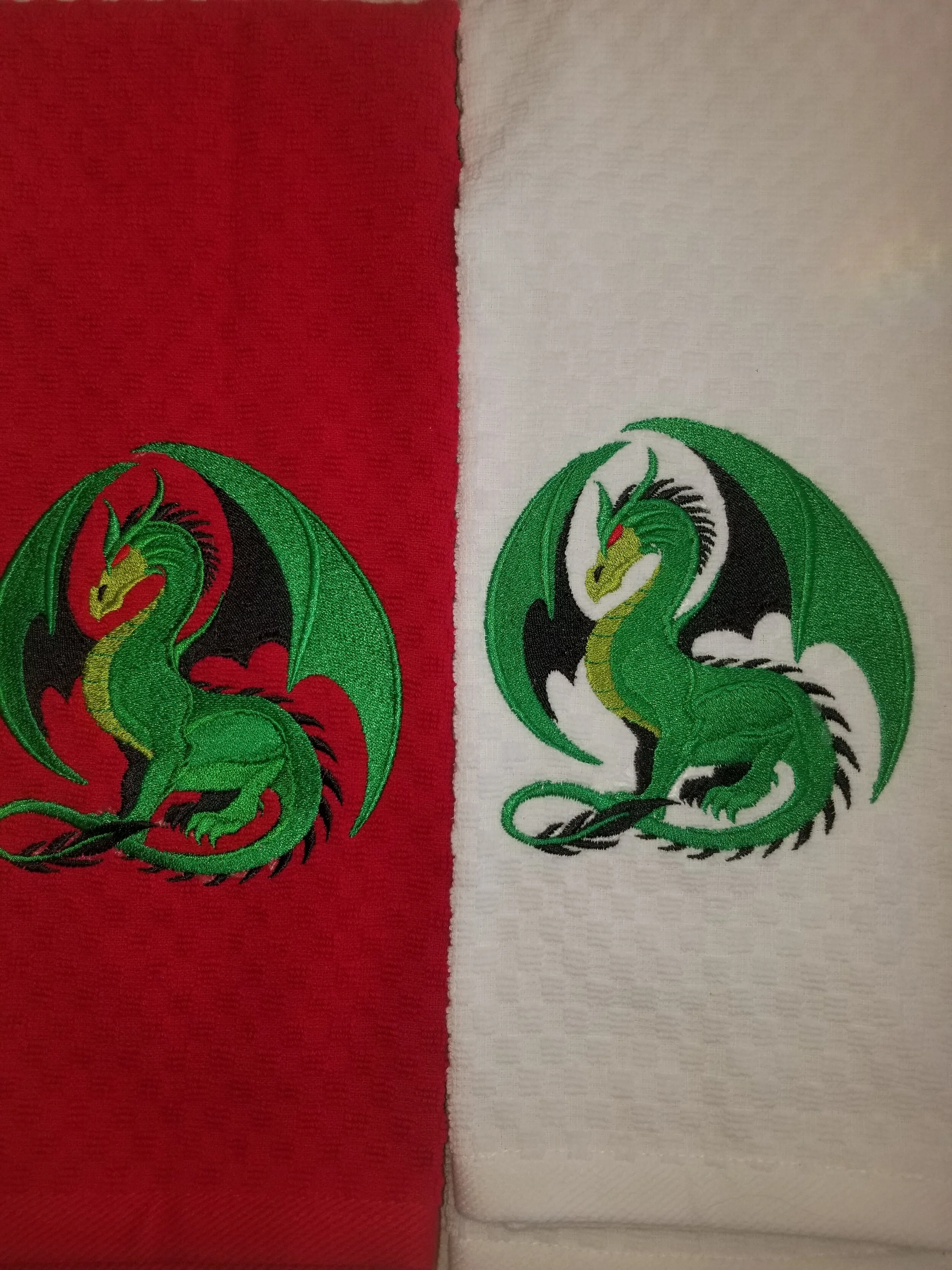 Waffle Towel - Green Dragon