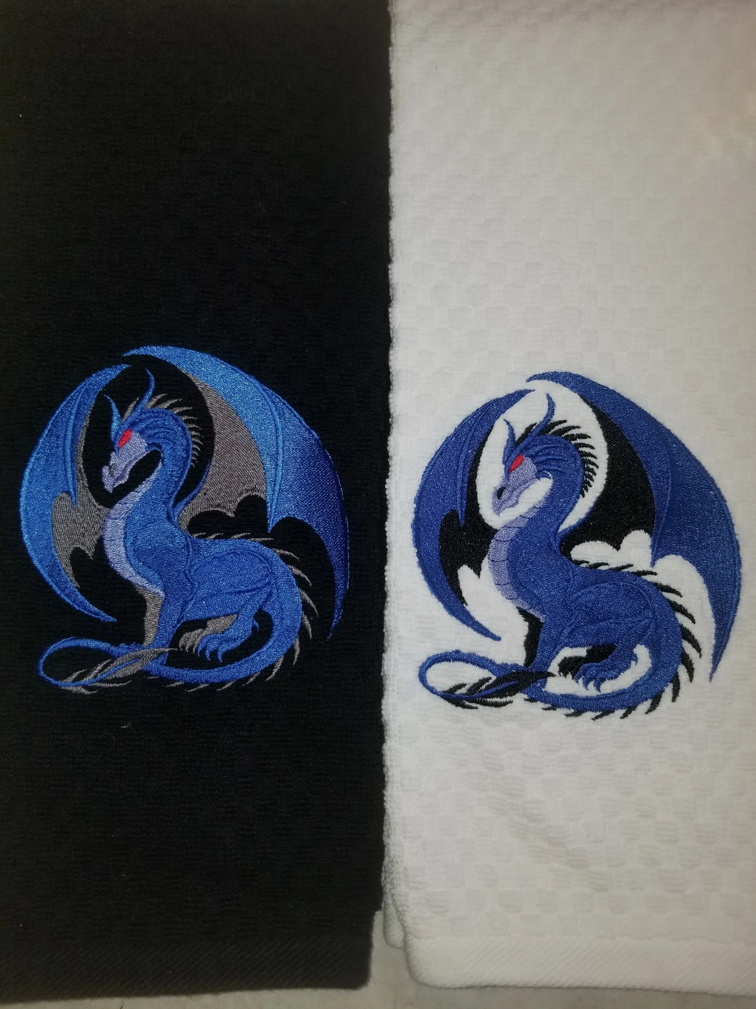 Waffle Towel - Blue Dragon