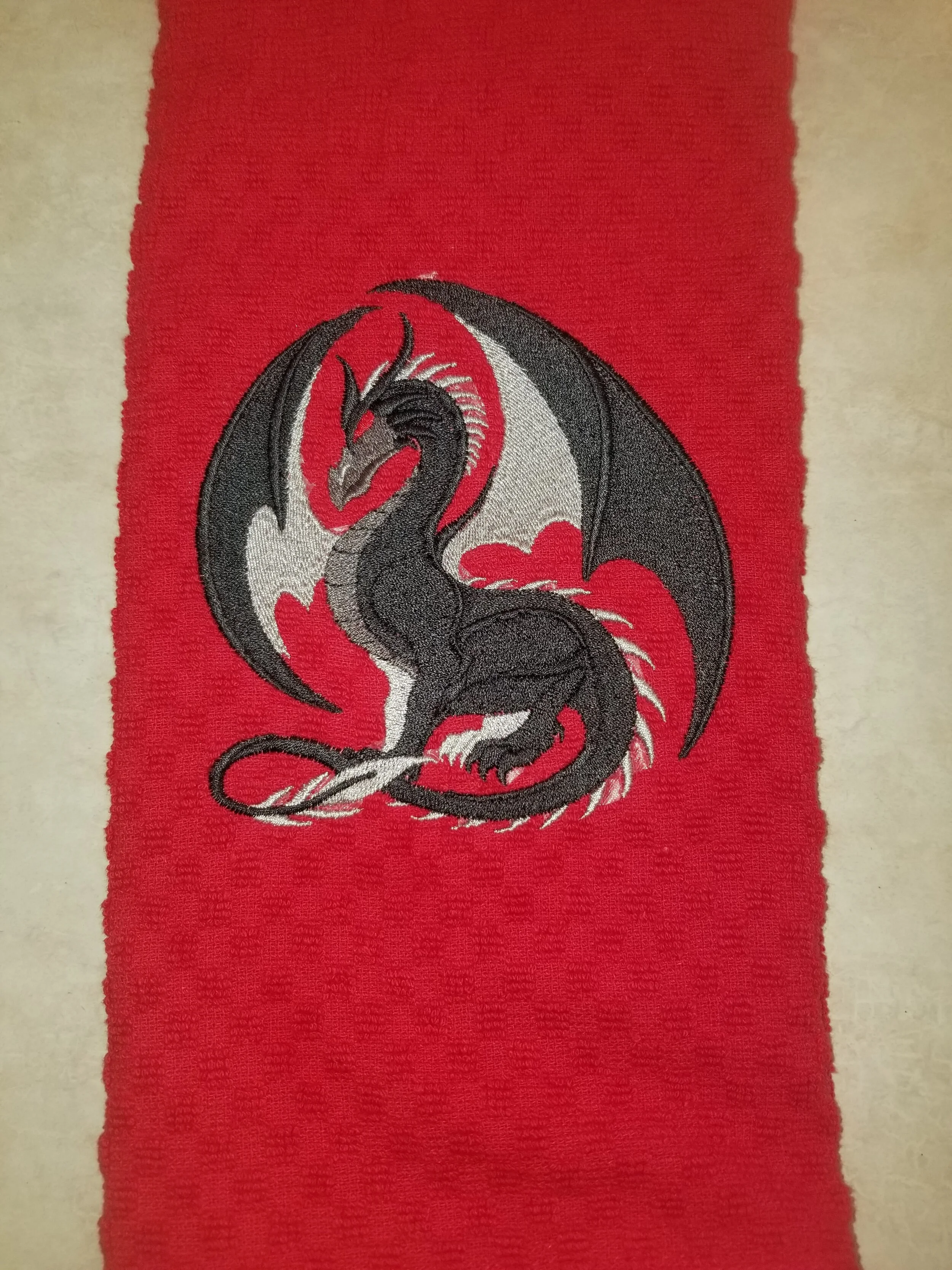 Waffle Towel - Black Dragon