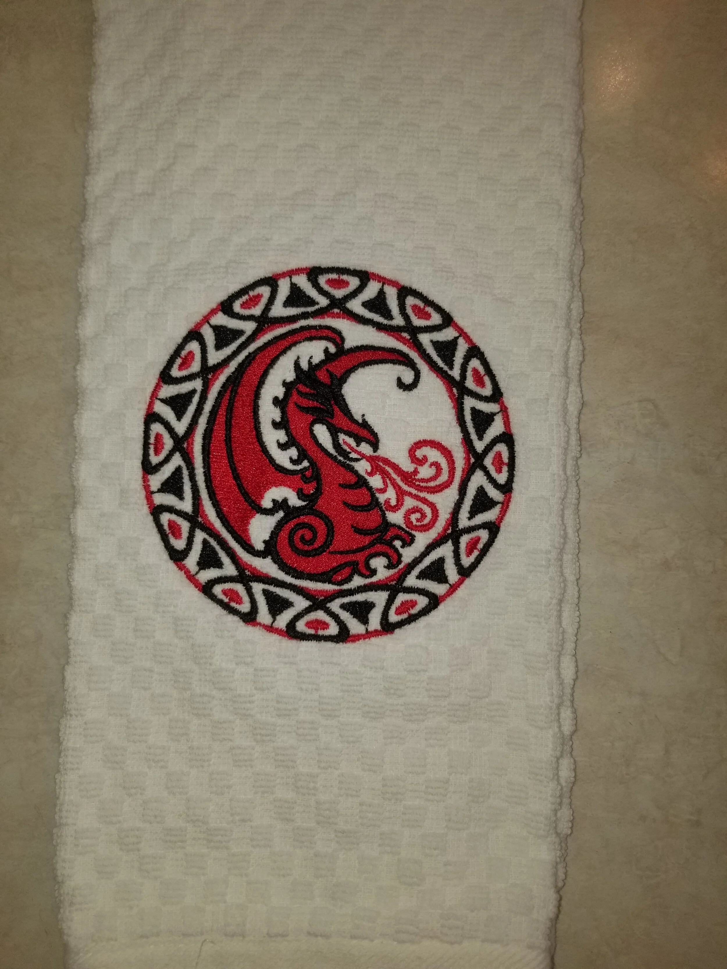 Waffle Towel - Red Dragon Celtic