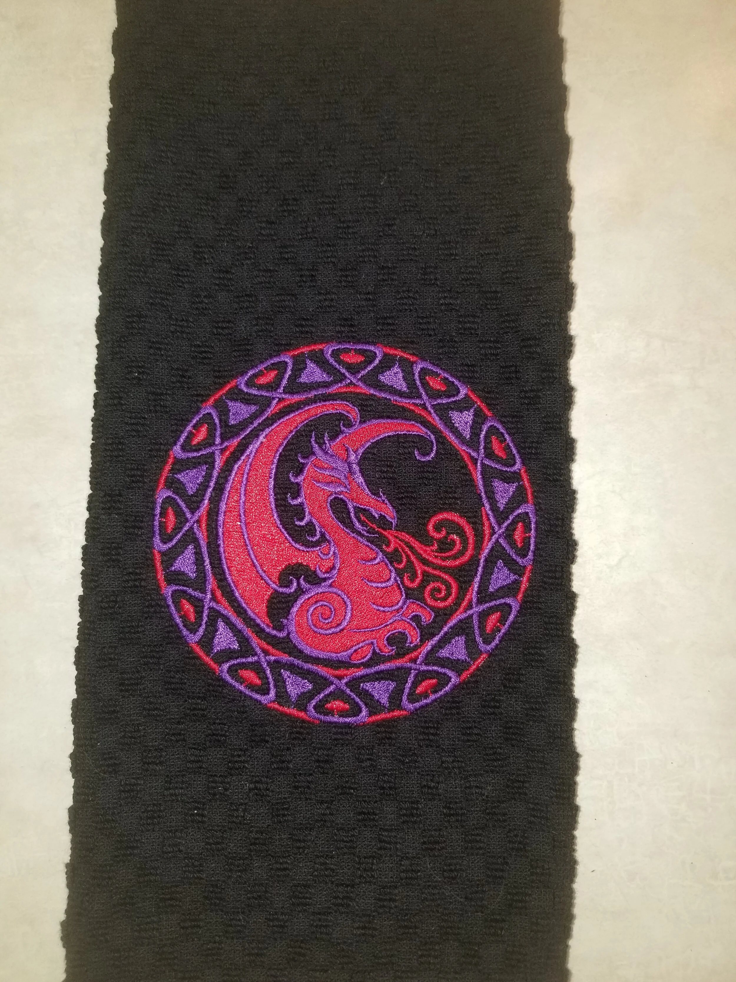 Waffle Towel - Celtic Dragon Red Purple