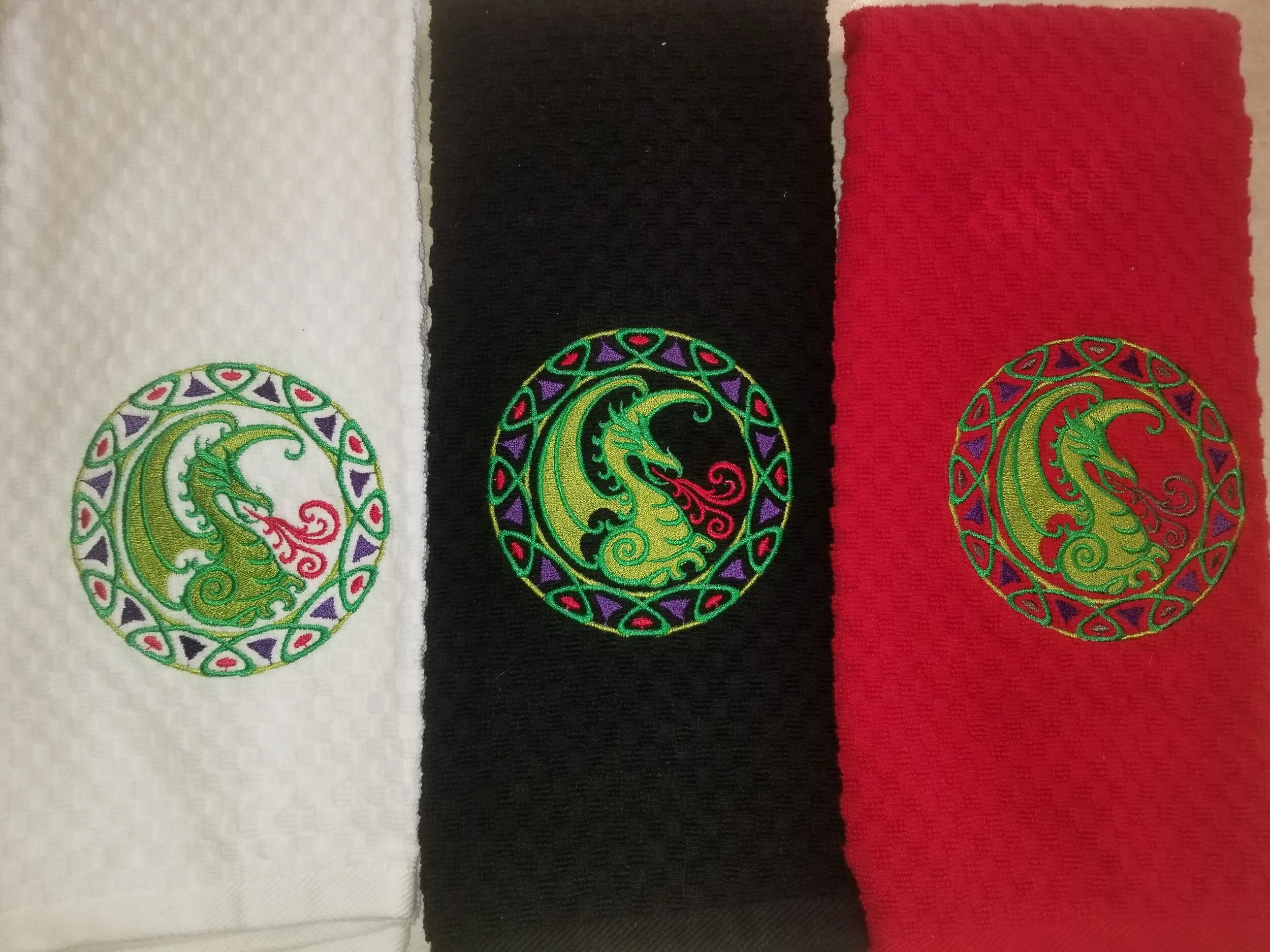 Waffle Towel - Celtic Dragon Green
