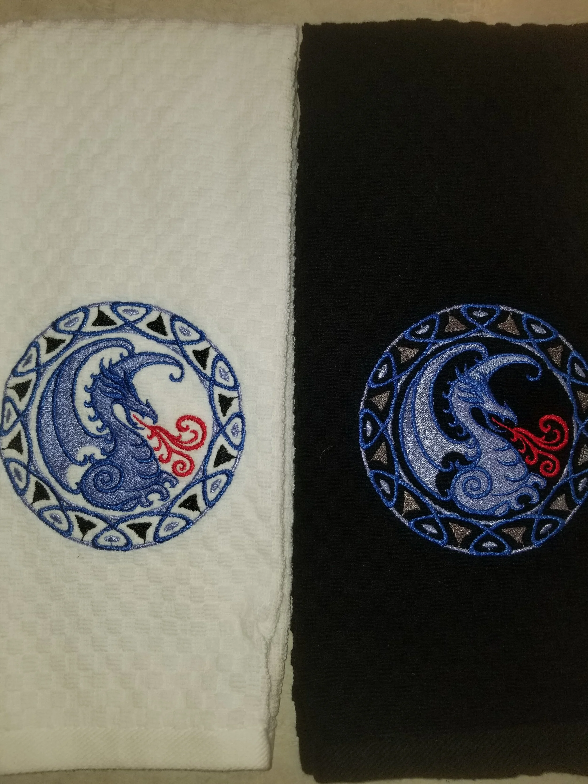 Waffle Towel - Celtic Dragon Blue