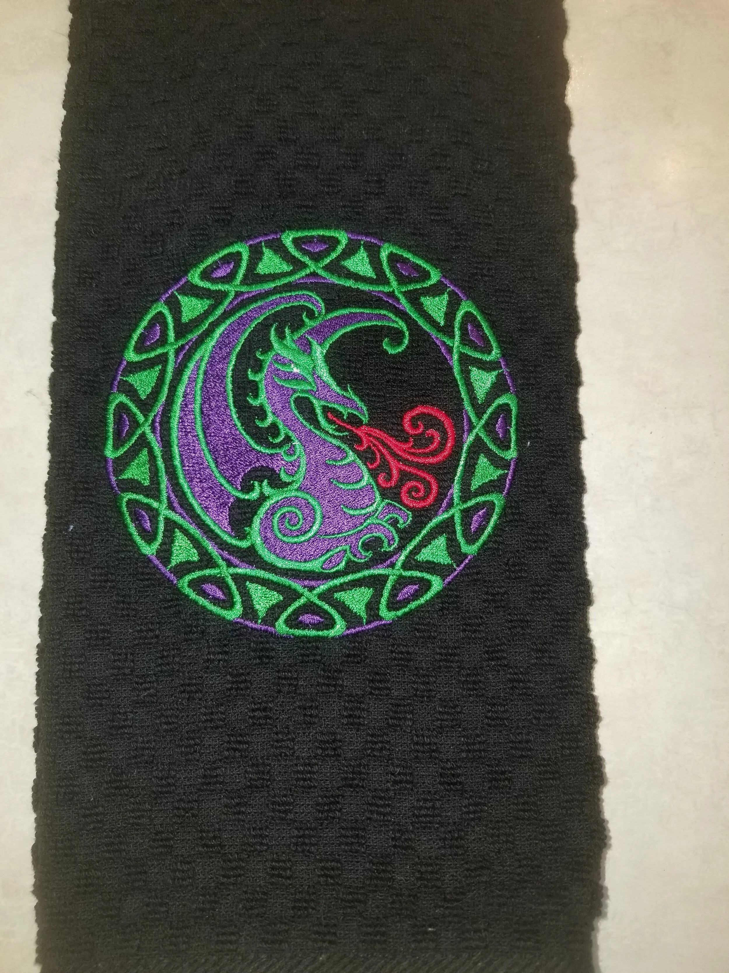 Waffle Towel - Celtic Dragon Purple Green