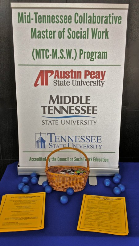 MTC-MSW display at MTSU College of Graduate Studies Recruitment Fair 09/13