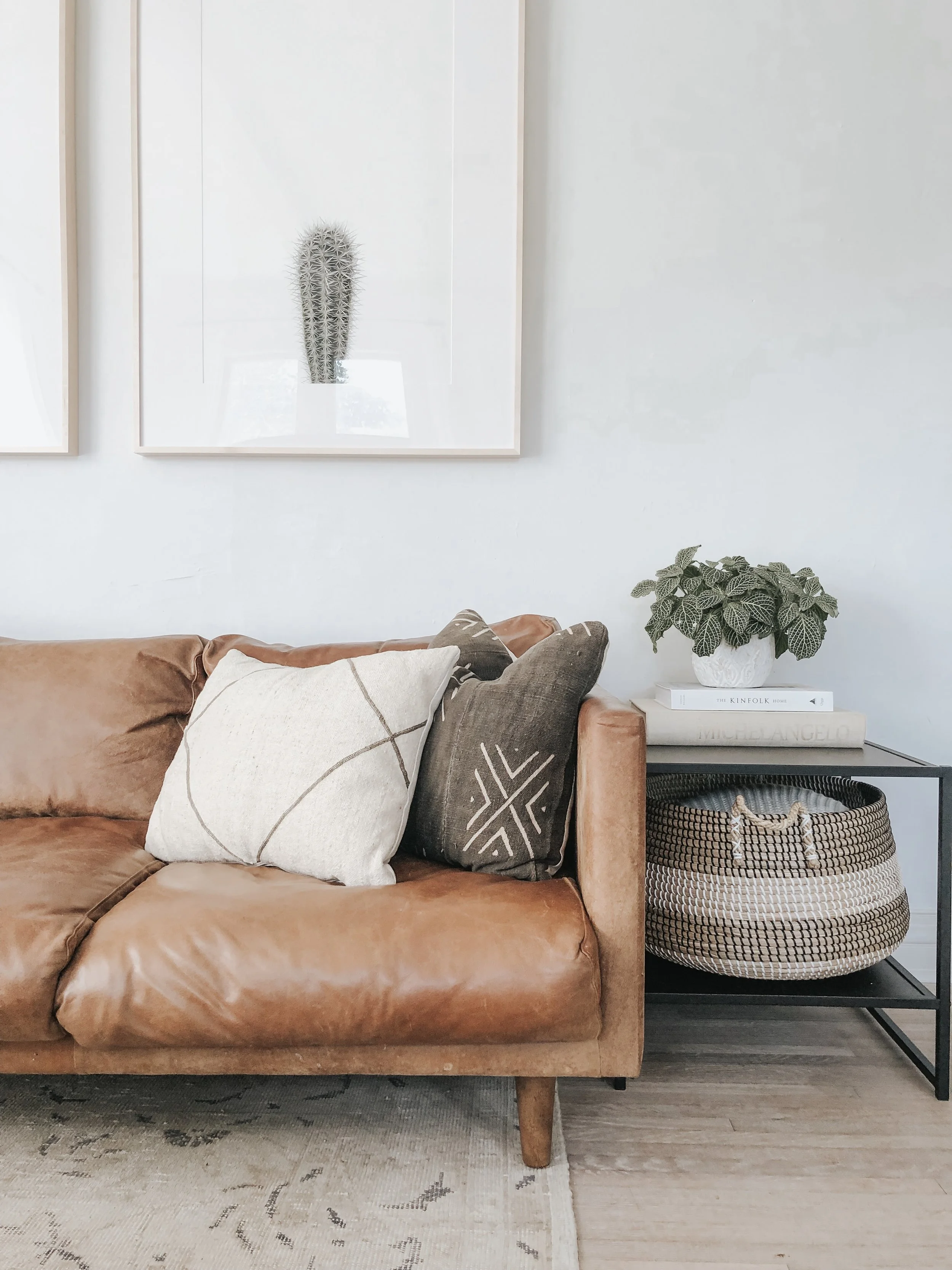 Sources: Side table | Basket - no longer available | Cream wool pillowcase