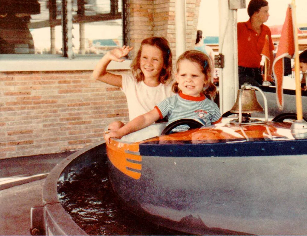 Anne and Kate as kids at Kiddieland. Remember Kiddieland??