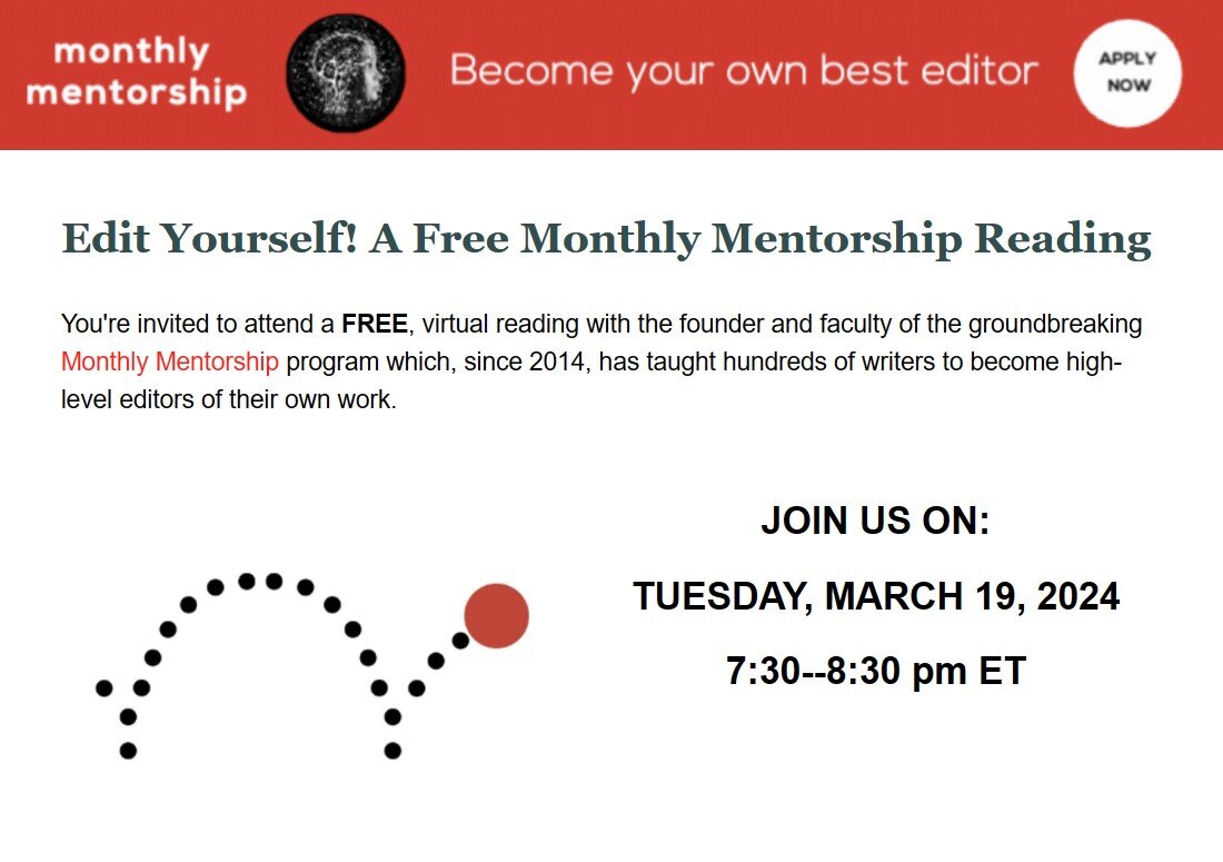 You're invited to an exclusive FREE virtual reading event featuring award-winning author and speaker @descooper and esteemed faculty of the groundbreaking Monthly Mentorship program! Since 2014, this program has empowered hundreds of writers to eleva