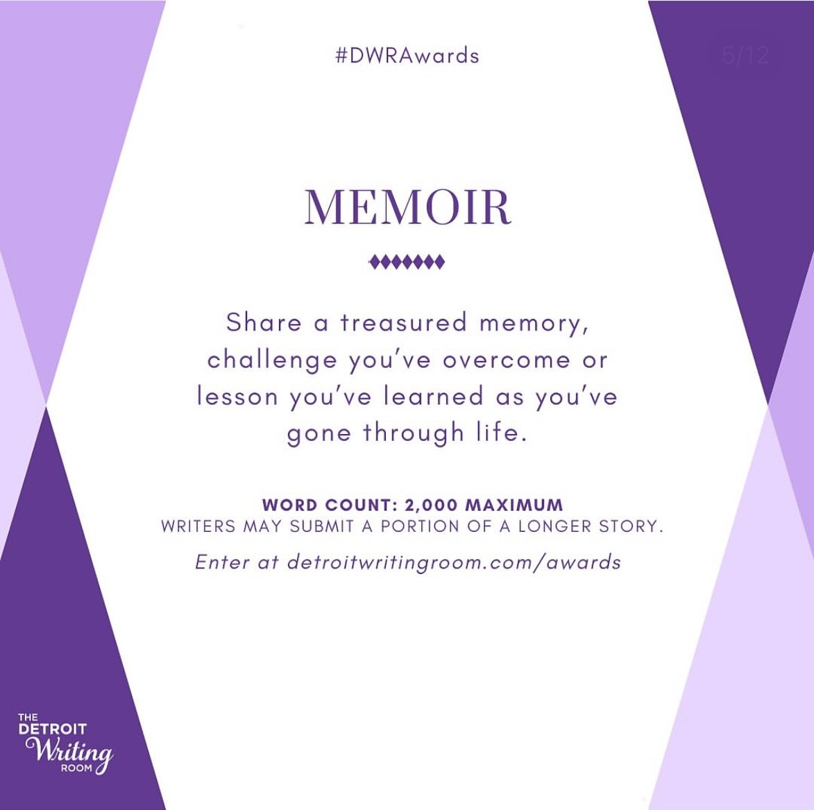 Are you a writer in the Metro Detroit area? Submit a memoir you&rsquo;ve written to The Detroit Writing Room Awards! 🏆Memoir stories could be about a treasured memory, a challenge you&rsquo;ve overcome or a lesson you&rsquo;ve learned as you&rsquo;v