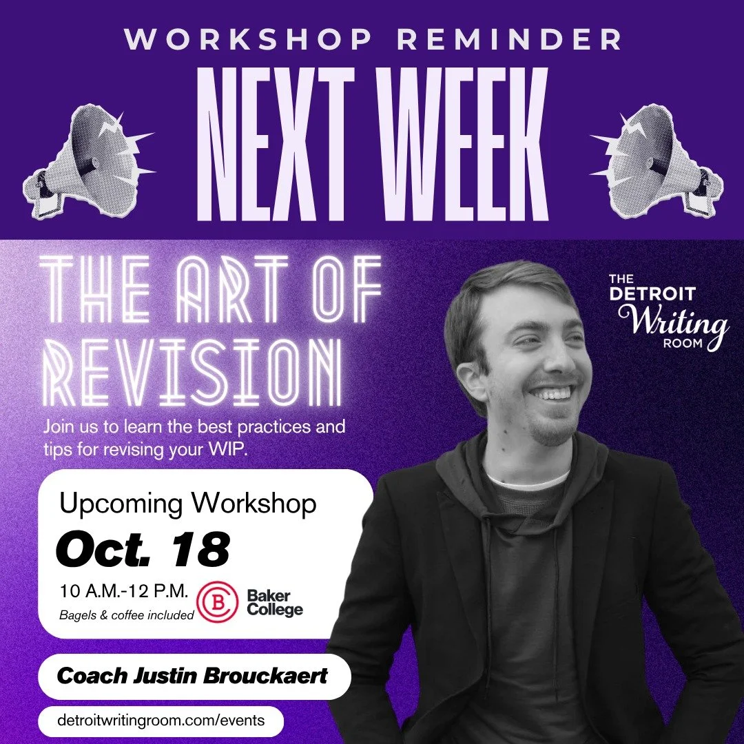 📣Workshop Reminder 📣

Join us for &ldquo;The Art of Revision&rdquo; on Oct. 18!

Led by DWR coach and literary agent Justin Brouckaert, learn how to become a more thoughtful and incisive editor at our upcoming workshop. You&rsquo;ll participate in 