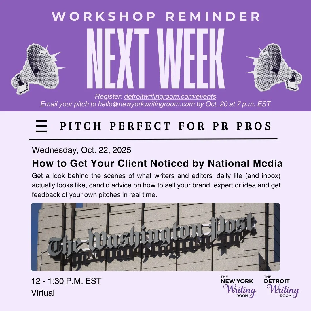 Calling all PR professionals! Are you a publicist sick of hearing crickets from editors? Join us next week for a virtual workshop where you can learn from an expert. @newyorkwritingroom coach @annamedaris is a journalist with over 15 years of experie