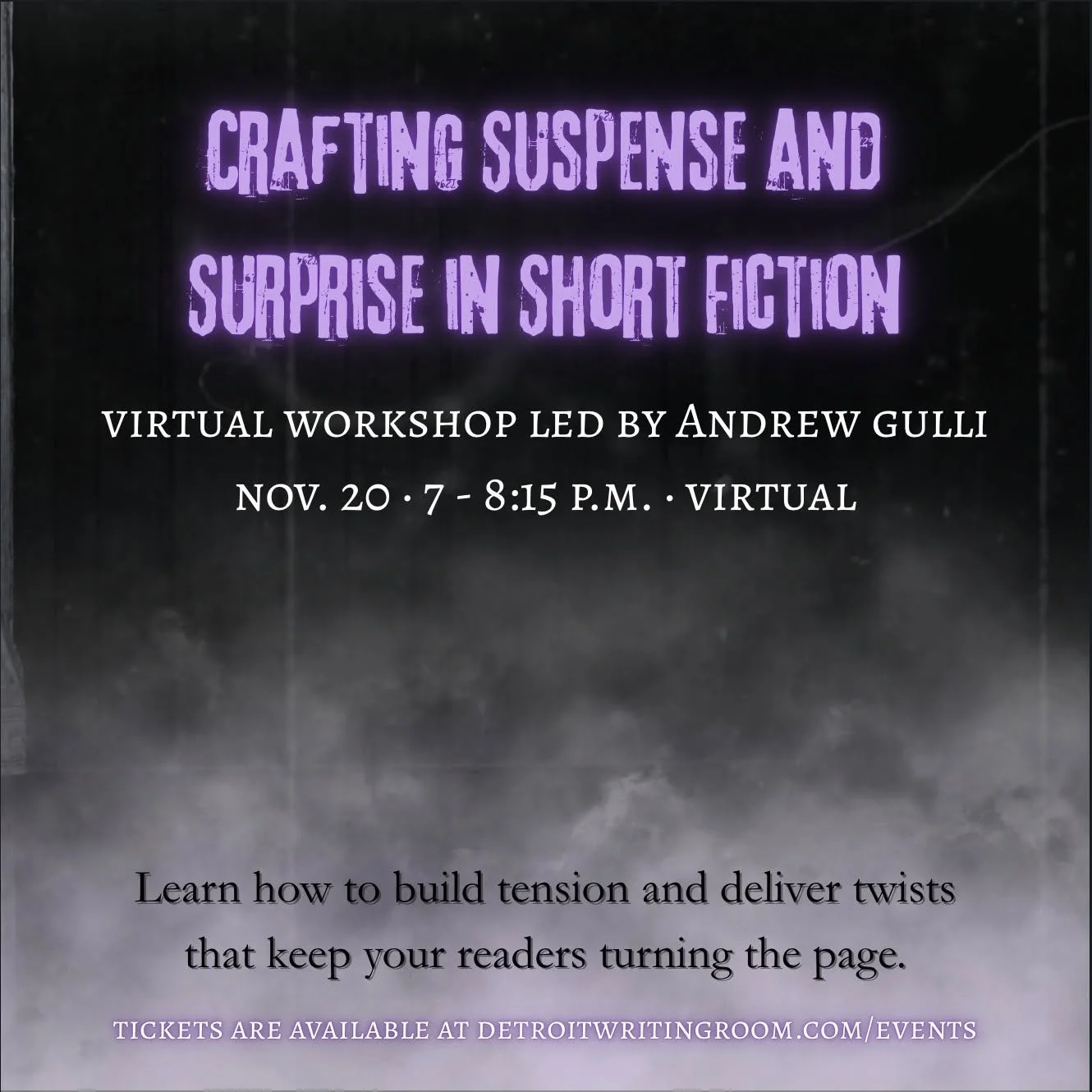 Want to leave your readers on the edge of their seats?

Join us this Thursday to learn the secrets of suspense at a virtual workshop, &ldquo;Crafting Suspense and Surprise in Short Fiction!&rdquo; 

Led by @strandmag editor Andrew Gulli, you&rsquo;ll