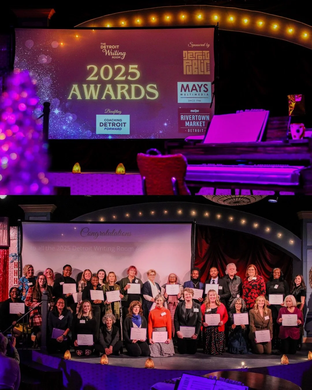 What a magical night! ✨ Thank you to everyone who came to the 2025 Detroit Writing Room Awards at @detpubtheatre, and a huge congratulations to all of our finalists!

At the ceremony, emceed by DWR coach and @detroitfreepress columnist Neal Rubin, we