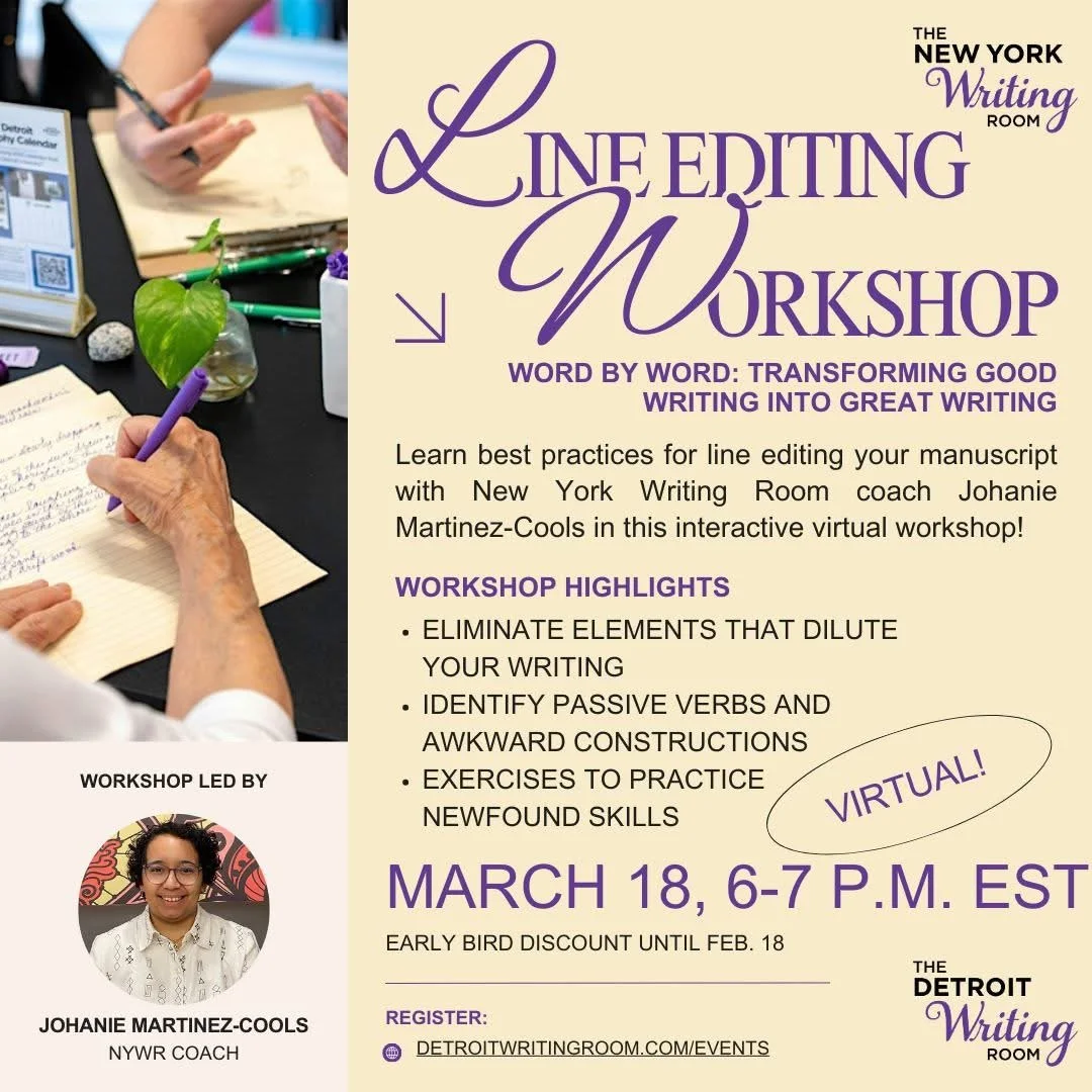 Join @newyorkwritingroom coach Johanie Martinez-Cools for &ldquo;Word by Word: Transforming Good Writing Into Great Writing.&rdquo; 

 📅 March 18 | 6 -7 p.m. EST 

In this virtual workshop we will practice techniques to make your work sharper and mo